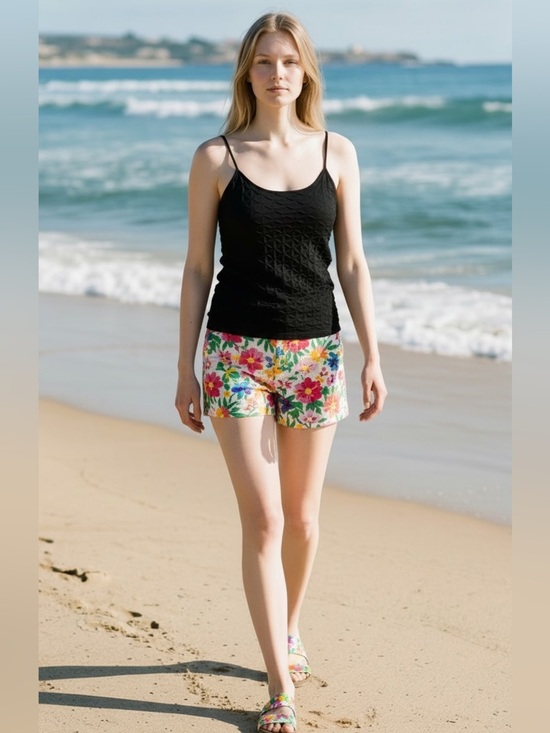 Tops - Black Textured Spaghetti Strap Tank Top